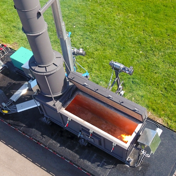 top view of Trailer mounted mobile incinerator - Firelake Manufacturing